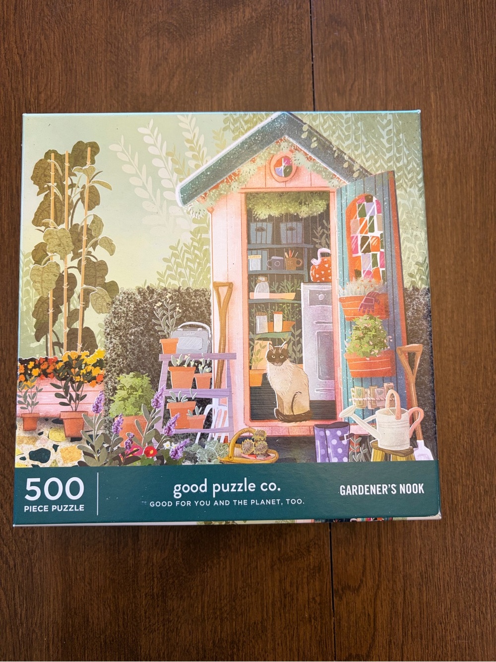 Good Puzzle Co. Gardener's Nook 500 Piece Puzzle Galison Cat Garden Shed NEW